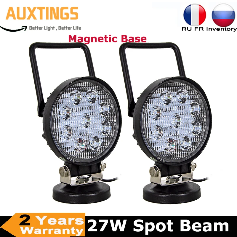 2x 27W Portable LED Work Light Magnetic Base Mounting Super Bright Car 4x4 ATV SUV truck Tractor Offroad Boat