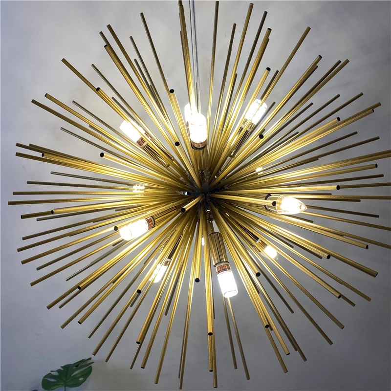 Dandelion Sputnik Shape Chandeliers Lighting Living Room Restaurant LED Kitchen Hanging Light Designer Iron Art Decor Chandelier