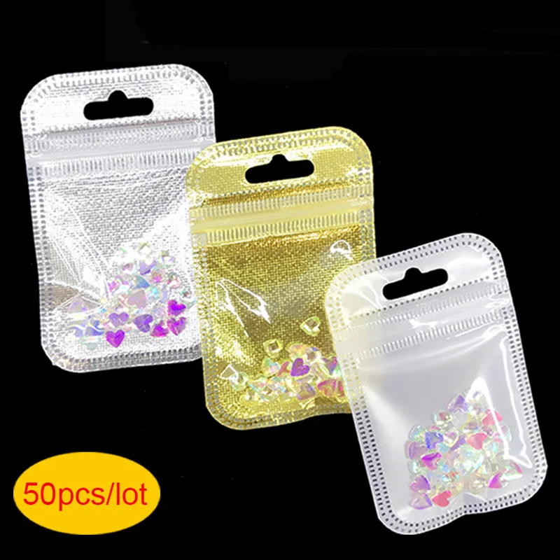 50Pcs 5*9CM Mini Zip Lock PP Bag for Small Metal Parts Items Protective Bag Self Sealing Clear Ziplock PE Bags Jewelry Pouches