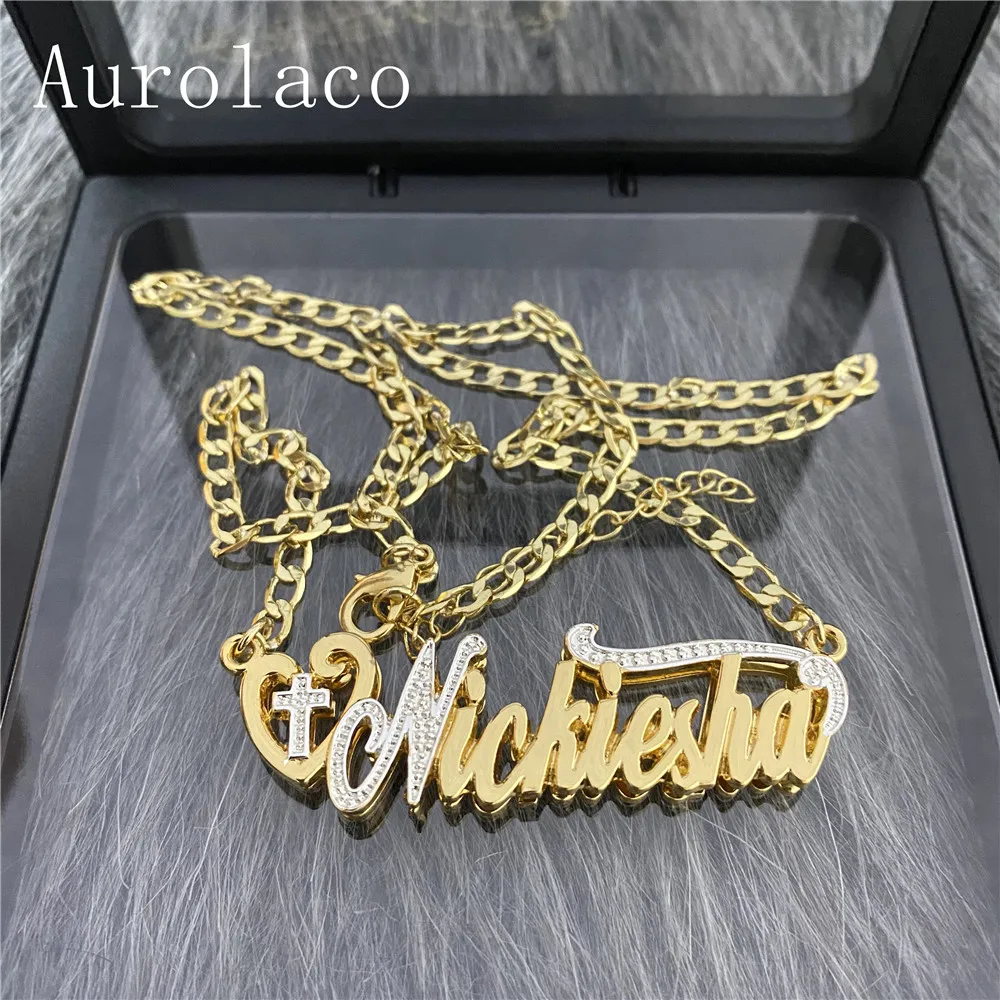 Custom Name Necklace  Personalized Stainless Steel Gold Nameplate Pendant Necklace Jewelry Gifts for Women Christmas Gifts