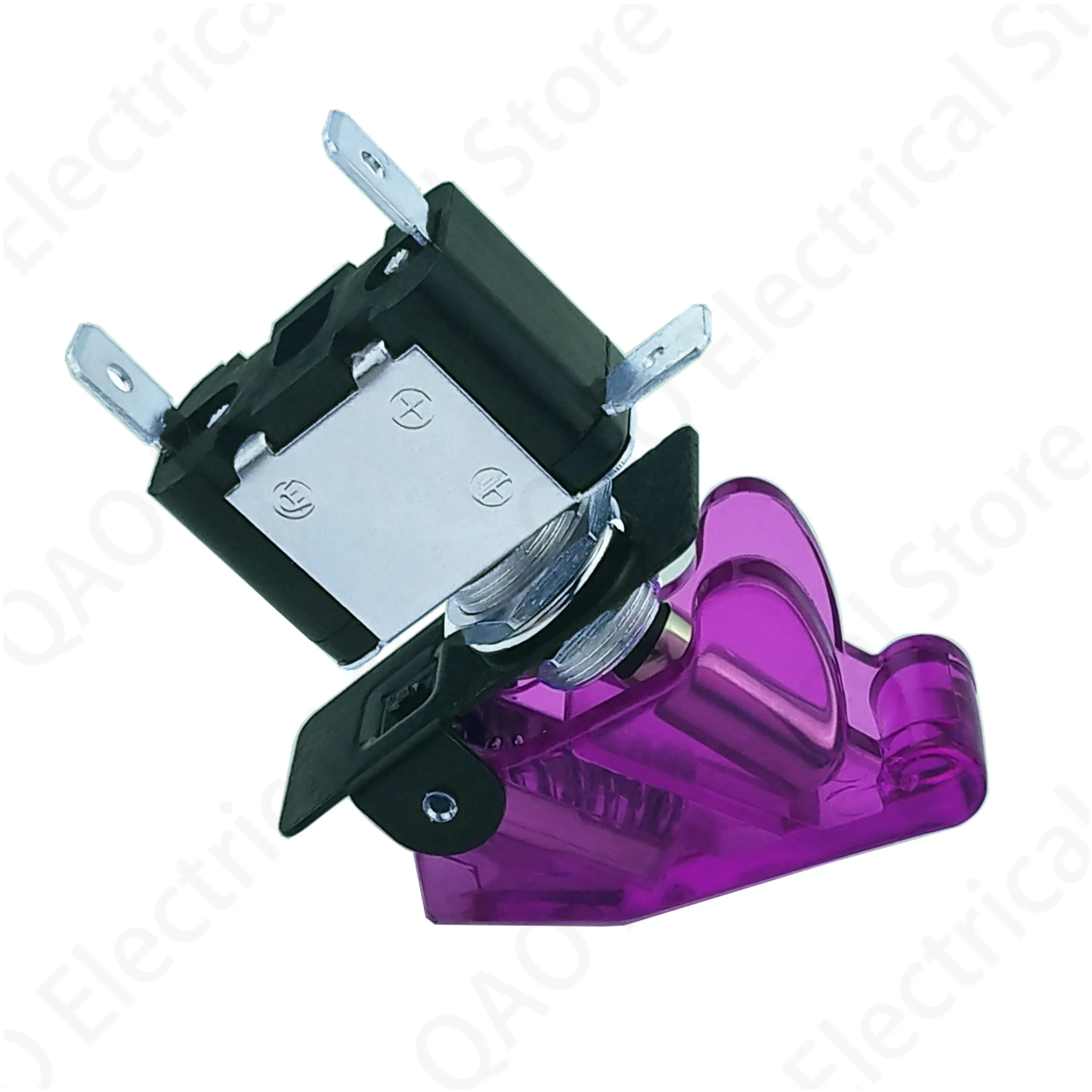 1Set 12V 20A Auto Car Boat Truck Illuminated Led Toggle Switch With Safety Aircraft Flip Up Cover Purple cover white light