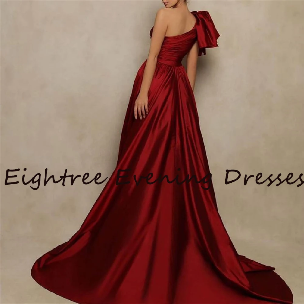 Eightree Wine Red Long Side Slit One Shoulder Evening Party Dresses A Line Formal Graduation Party Prom Gowns Saudi Arabia Dress