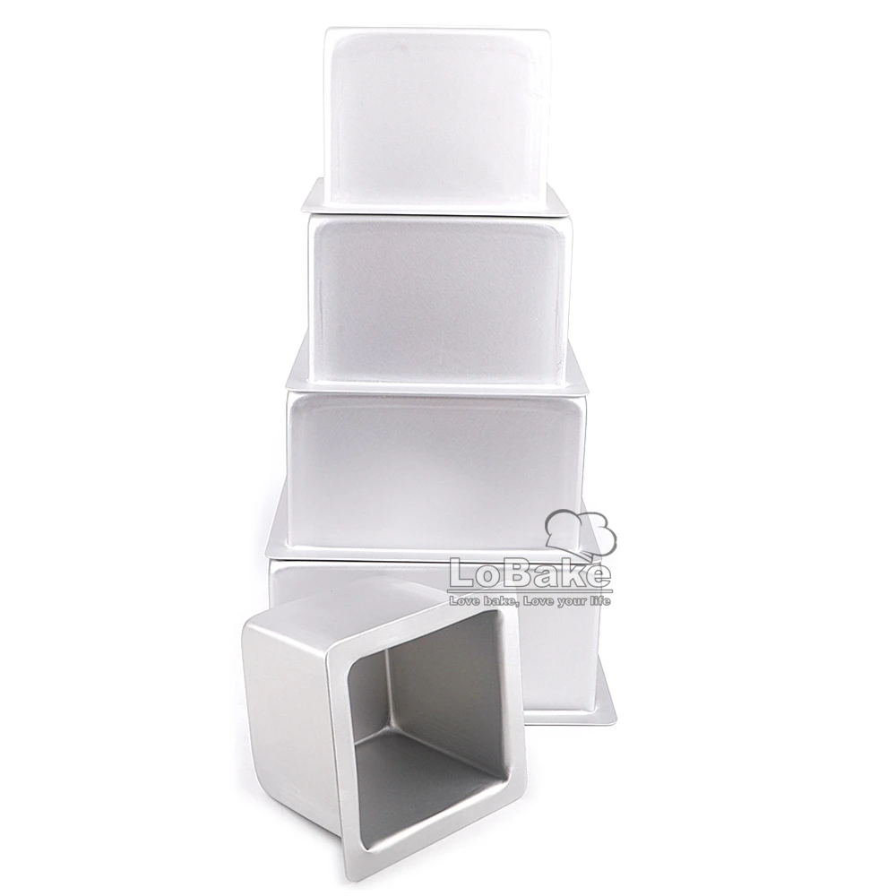 4 5 6 7 8 inches inside width square cube shape smooth anodizing aluminium ancient taste cake mold toast maker DIY oven bakeware - view 5