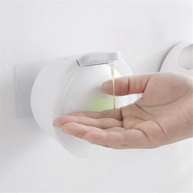 350ML Liquid Soap Dispenser White Wall Mounted Free Punching Plastic Sanitizer Shampoo Dispenser For Bathroom Kitchen Hotel