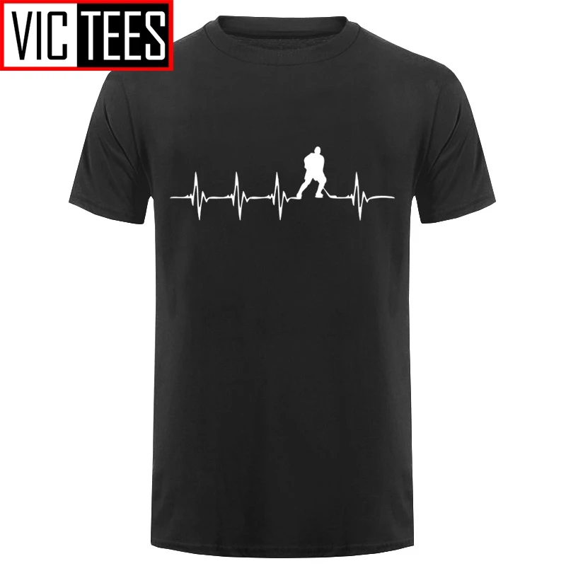 Men Fashion T Shirt Heartbeat Ice Hockeyer Hobby Sportser Custom Design Shirts