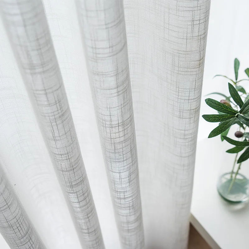 White Linen Tulle Window Curtains for Living Room and Bedroom, Voile Sheer Curtains for Kitchen, Modern Window Screening, Drapes