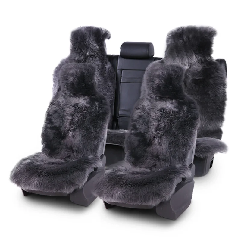 AUTOROWN Car Seat Cover 1 Set Universal Size Natural Australian Sheepskin Car Sear Cushions Auto Interior Accessories For Winter