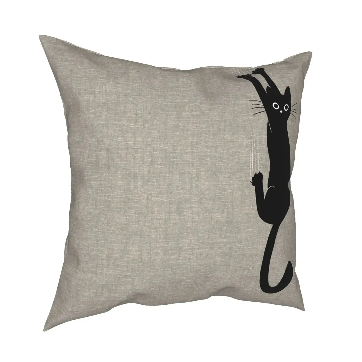 Black Cat Holding On Square Pillowcase Polyester Creative Decor Throw Pillow Case Home Cushion Cover