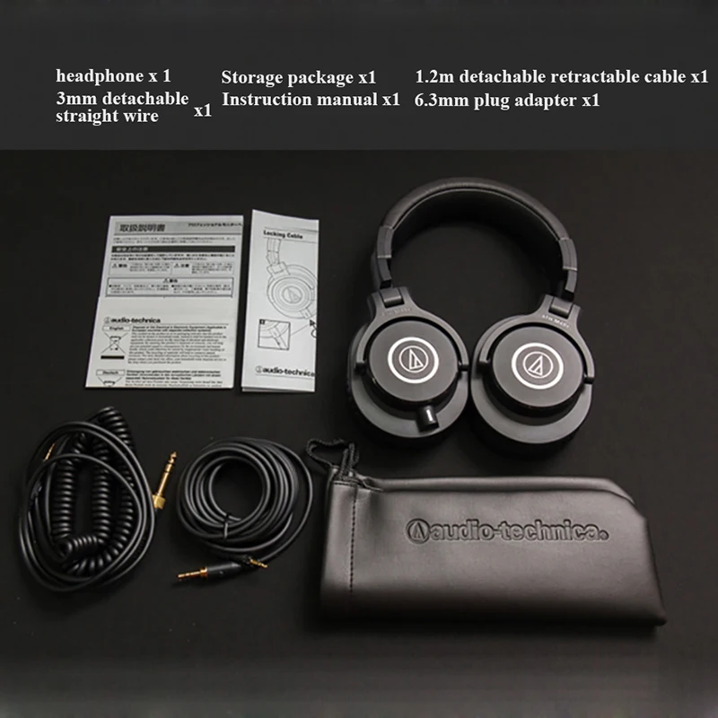 Original Audio Technica ATH-M40x Over-ear Headsets HiFi Foldable Earphones Professional Monitor Headphone w/Detachable Cables