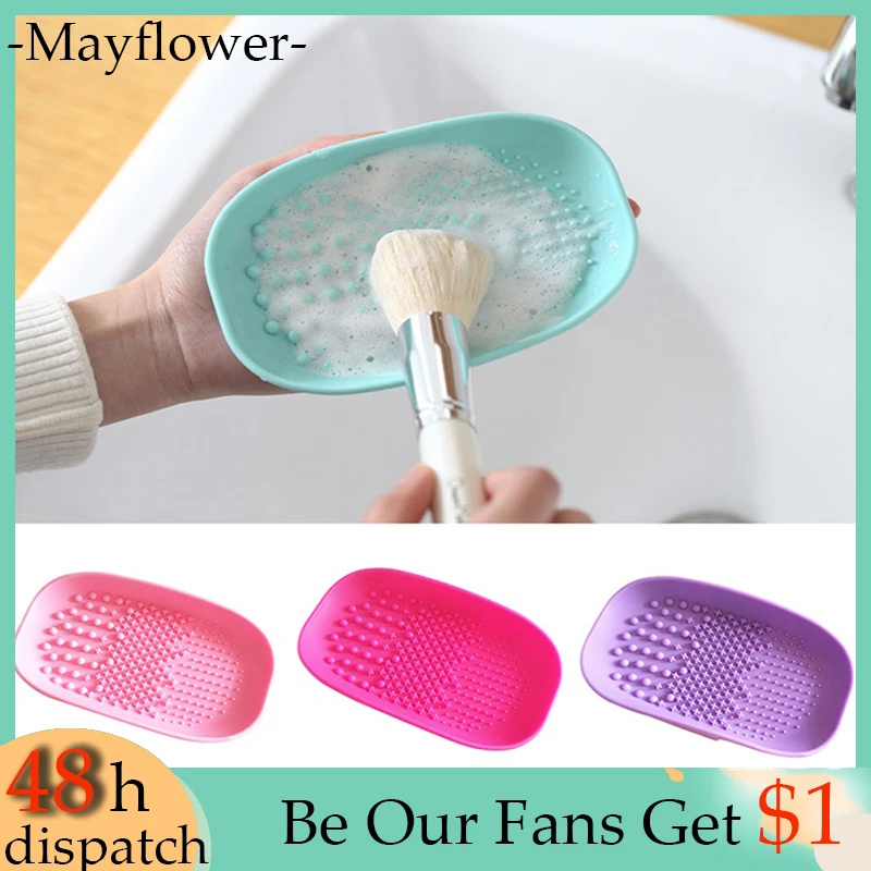 

20pcs Makeup Brush Cleaner Cleaning Portable Silicone Scrubber Washing Cleaner Pad Washing Make Up Cosmetic Foundation Tools