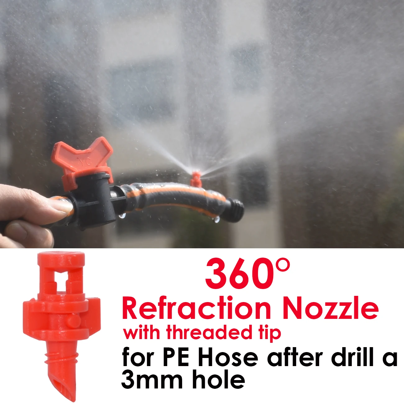 20 Pcs 90/180/360 Graden Hoek Eenvoudige Breking Nozzle Sprinkler Hoofd Draad Verbinding Tuin Boom Irrigatie Mist Spuit