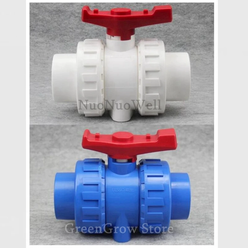 1pc 20~63mm PVC Ball Valve Aquarium Tank Water Pipe Connector Industrial Water Treatment PVC Pipe Globe Valve Double Union Joint