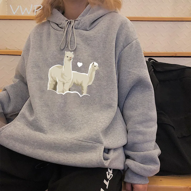 

Alpaca love Hoodie Harajuku girl hoodie Sweatshirt Women Loose Long Sleeve Hooded Fashion Sweatshirt Women Winter Clothing