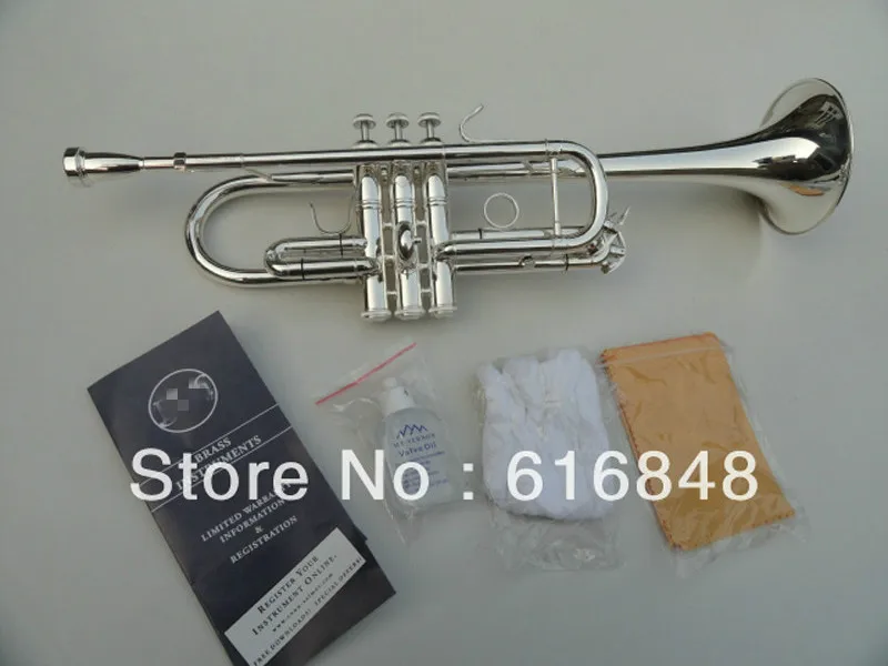 High Quality C 180SML-239 C Tune Brass Trumpet New Arrival Silver Lacquer Students Musical Instrument with Mouthpiece Case