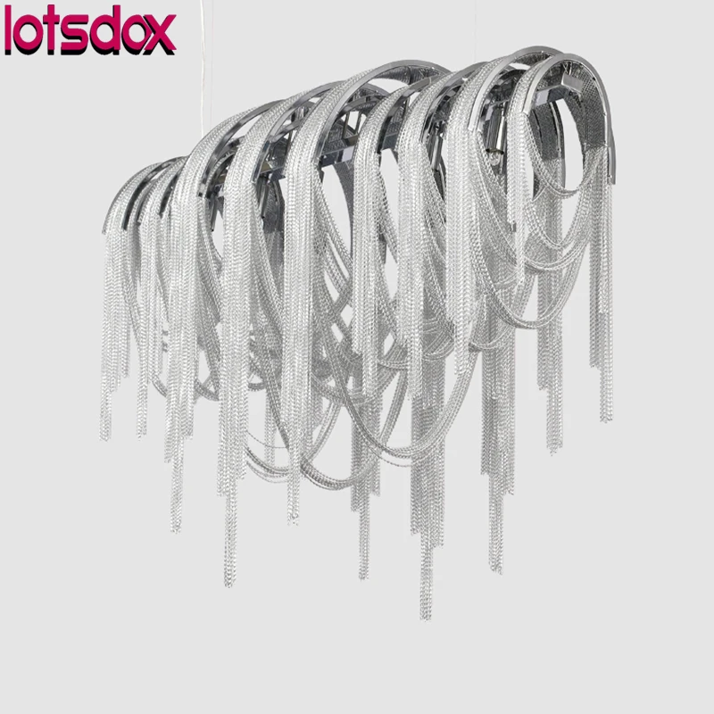 Imagem -04 - Post-modern Tassel Luz Pingente Led Alumínio Luxo Luminárias Luz s Ouro Prata Sala Luz para Decoração Comercial