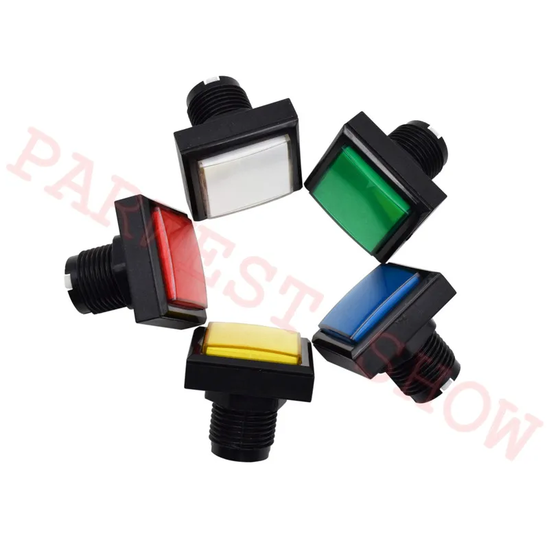 5 Colors 44*44mm 12V Push Button with Micro Switch Middle Square LED Illuminated Arcade Button for Jamma MAME Kit Parts(10PCS)