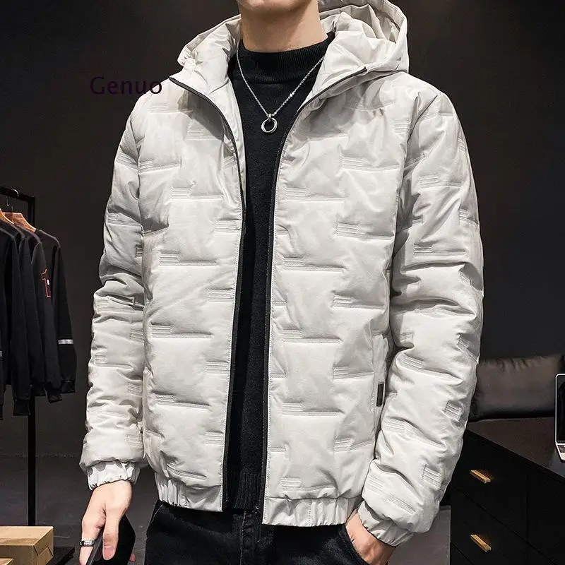 

Men Autumn Winter Coat Zipper Up Hooded Coat Puffer Jacket Cotton Padded Jacket Men Outwear Street Fashion Coat Slim Fit