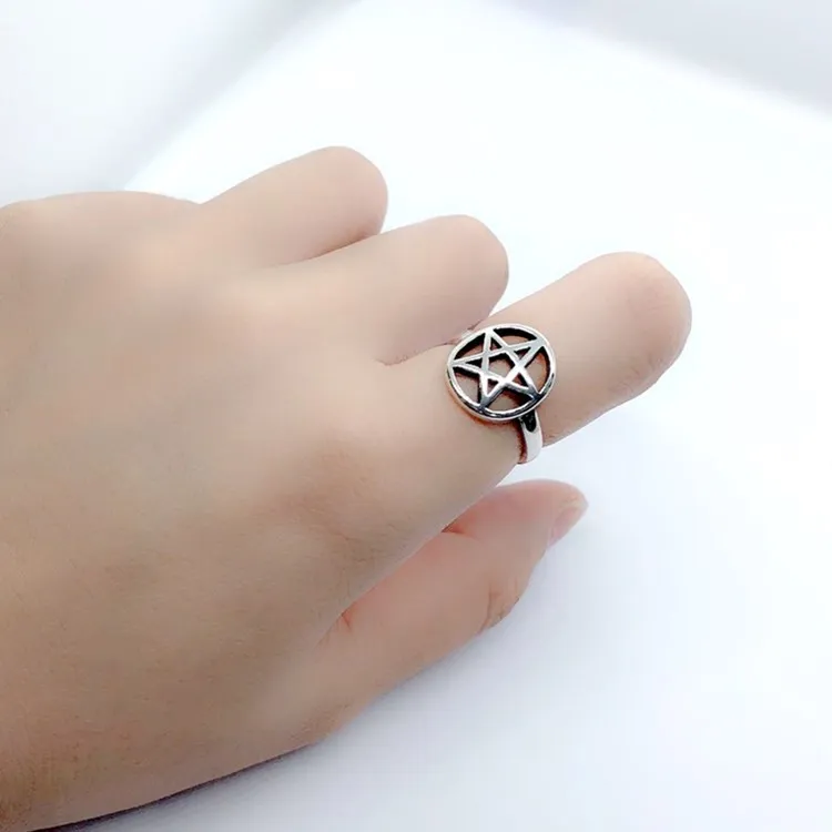 Personality Punk Vintage Star David Rings For Women Men Resizable Size Rings Fashion Trendy Boho Jewelry 2021