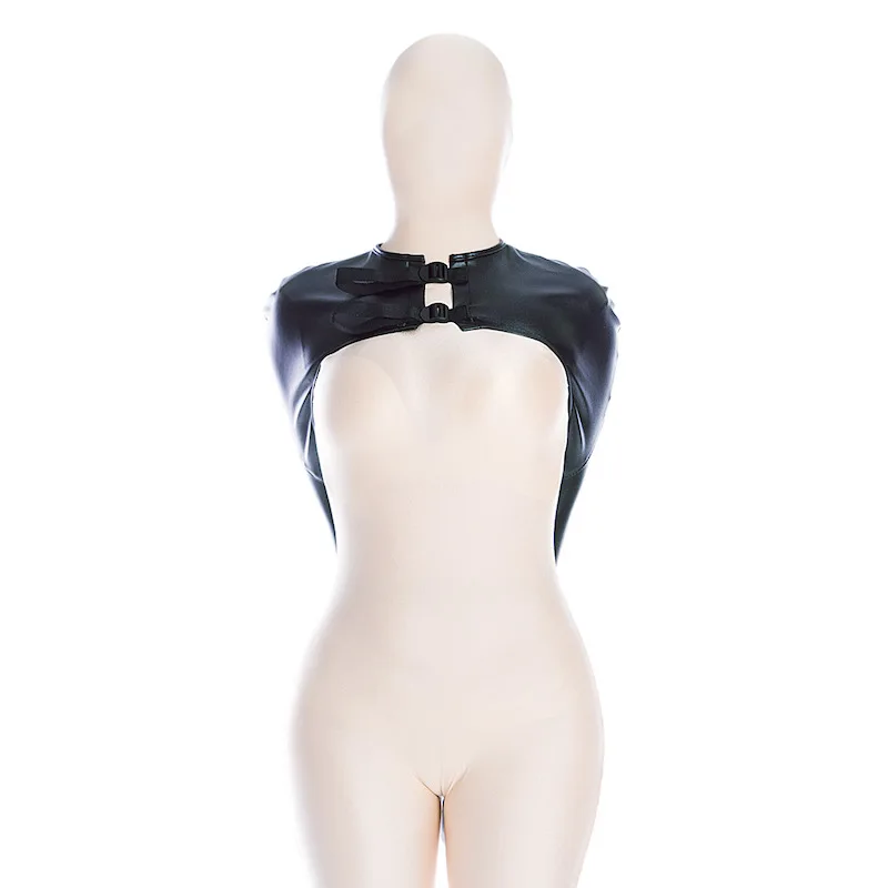 Plus Size Adjustable Leather Full Sleeve Armbinder Sex Toys of Tight Single Gloves Straight Jacket for Bdsm Bondage Fetish