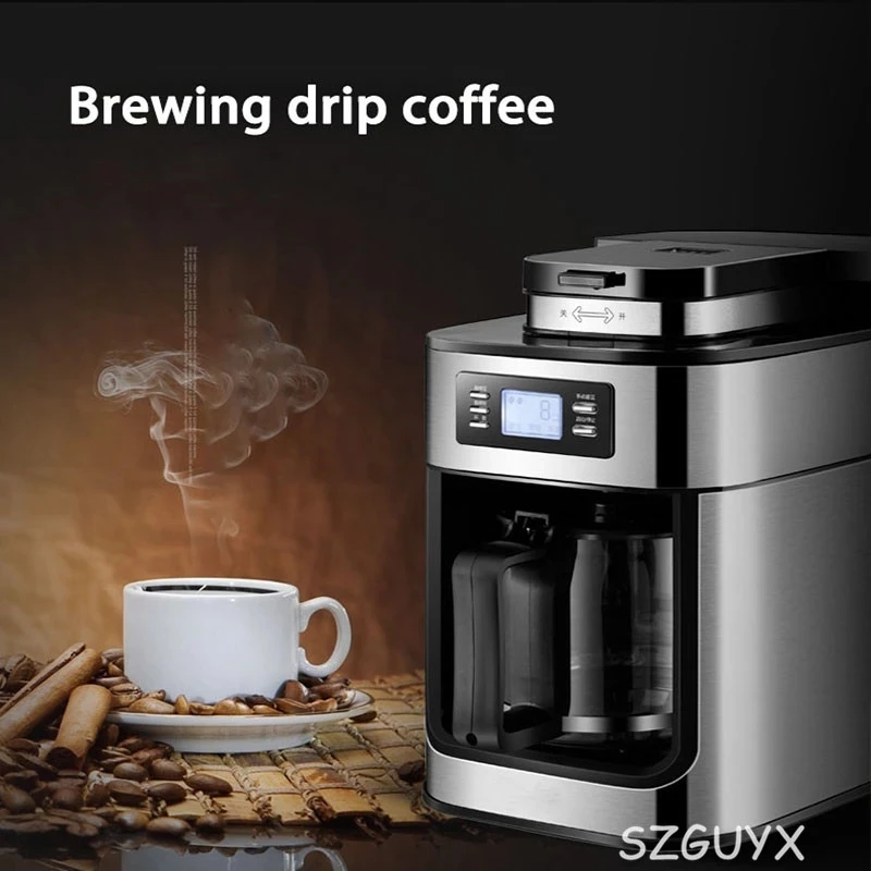 Cafetière goutte à goutte automatique en acier inoxydable avec affichage numérique, cafetière américaine, 2 en 1