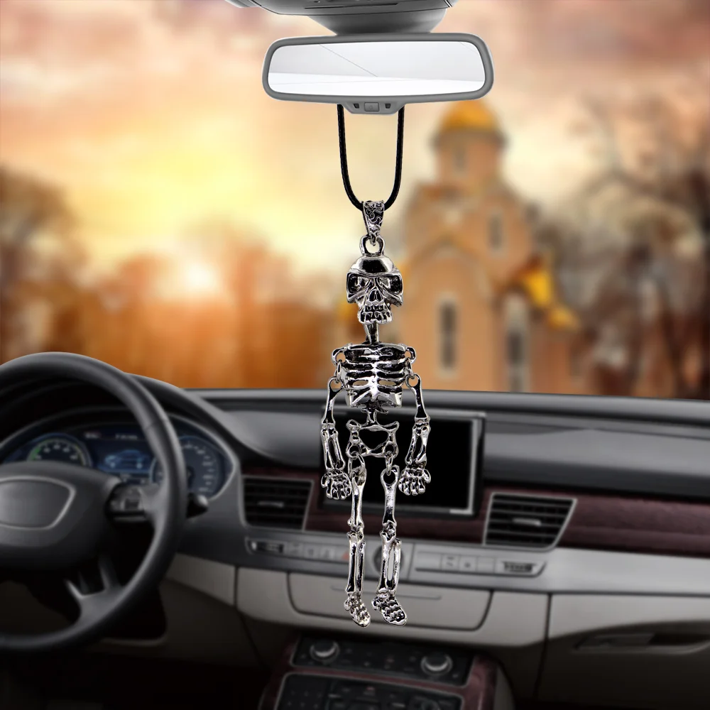 

NEW Fashion Car Pendant Skeleton man Rearview Mirror Decoration Hanging Automobiles Decor Ornaments Accessories Holiday Gifts