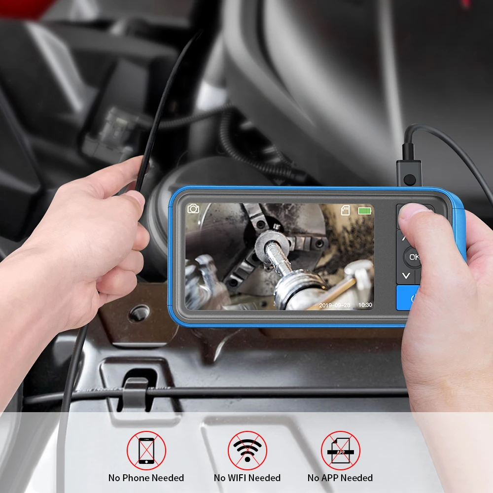 Teslong Inspection Camera Endoscope with 4.5\'\' Screen, 1080P HD Dual Lens Snake Borescope Camera for Sewer Duct Drain Pipe