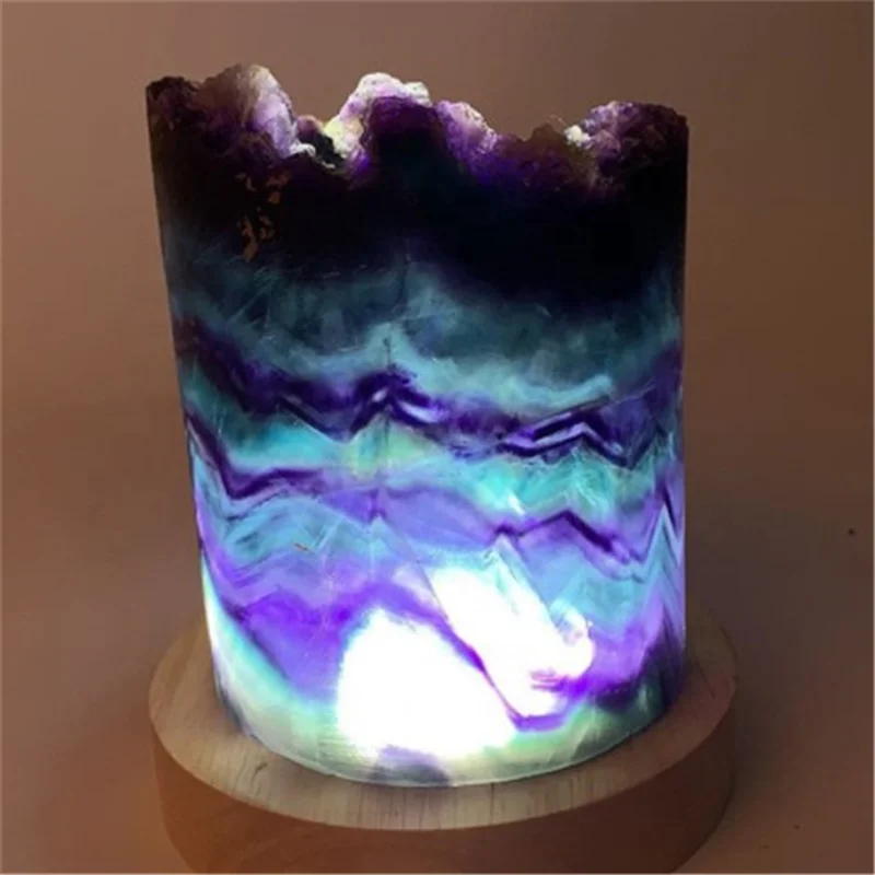 natural quartz rainbow stripe fluorite lamp crystals healing stones for home decoration