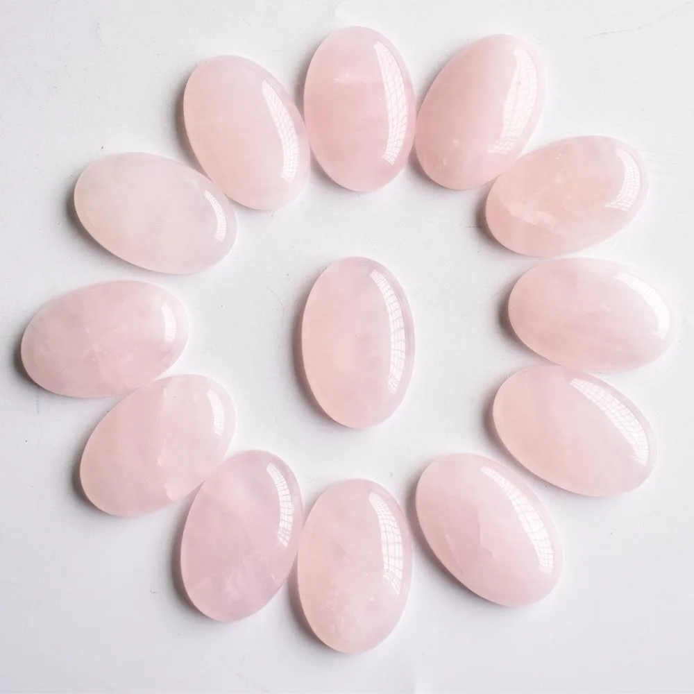 Großhandel mit hochwertigen natürlichen rosa Quarzsteinen, ovalen Cabochon-Perlen für die Schmuckherstellung, kostenloser Versand. – Detail 7