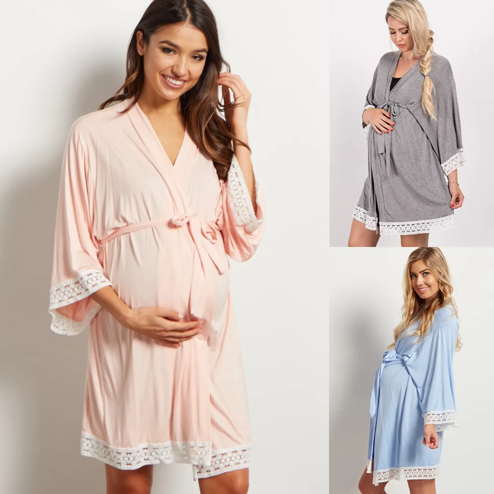 Maternity Nursing Pajamas Nightgown Breastfeeding Dress Long Sleeve Pajamas Pregnant Women Nightwear For Breastfeeding Sleepwear