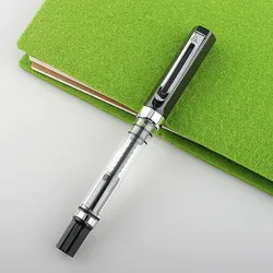 Lanbitou-pluma estilográfica de pistón, pluma de tinta de plástico, Punta EF/F, Clip plateado, papelería de negocios, suministros escolares de oficina, regalo de escritura, 3059
