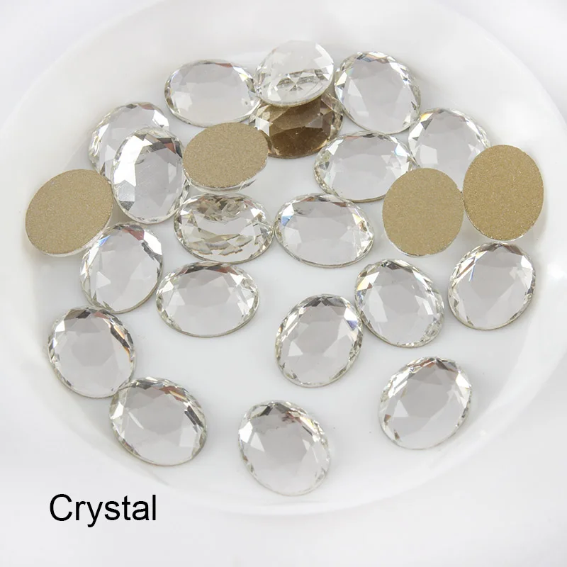 New Charm Oval Nail Rhinestone Oval Flat Crystal Shiny 8x10mm Glass Rhinestone Nail Art Decoration Jewelry