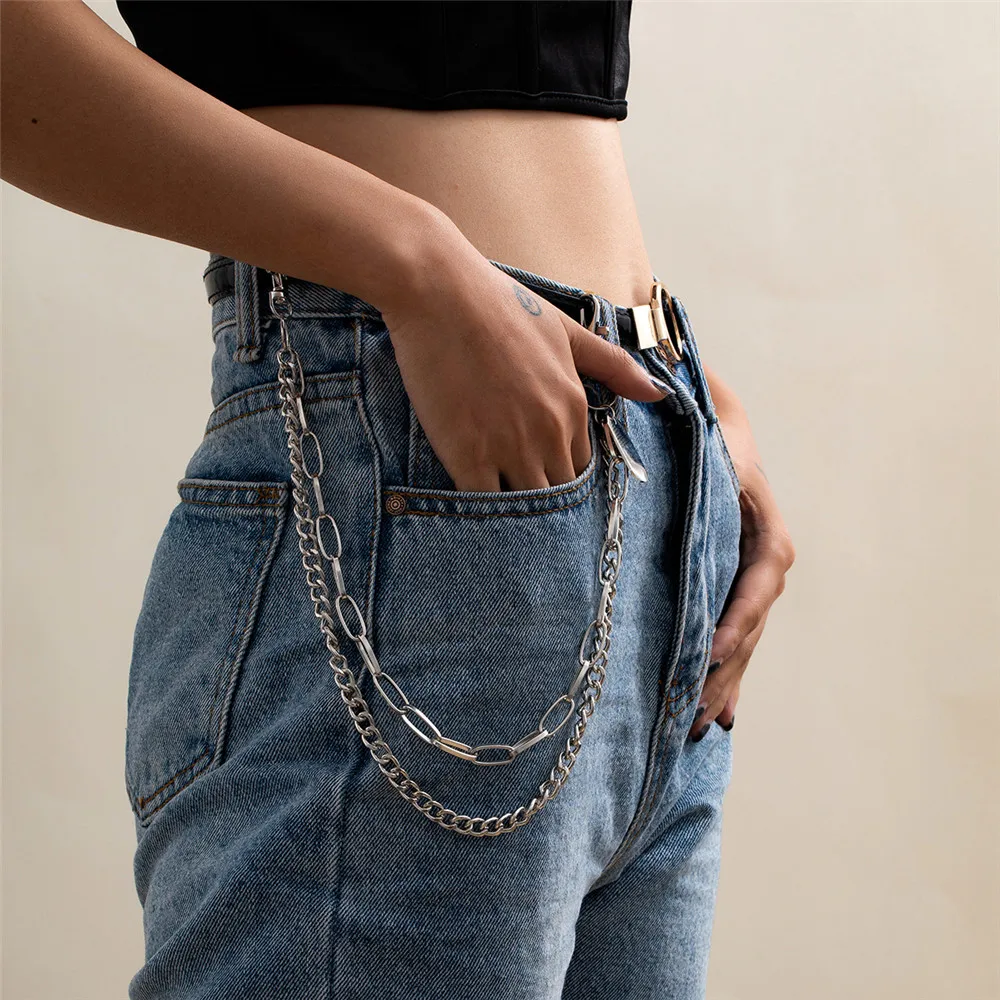 Cosysail Multilayer Waist Chain Key Chain for Women Hip Hop Trousers Pants Chain Accessory Jewelry Gift 2022