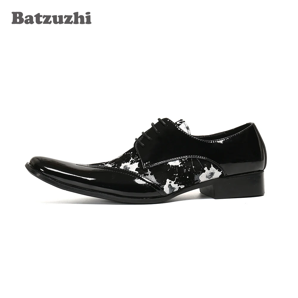 Batzuzhi Luxury Male Formal Party Flats Shoes Formal Leather Mens Dress Shoes Vintage Metal Pointed Toe  Chaussure Homme!