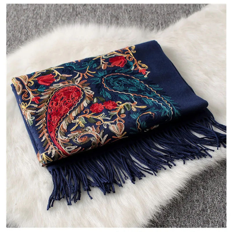 Luxury winter scarf sjaal,embroidery paisley scarf bandana,pashmina cashmere shawl from india,cape femme,echarpe foulard femme