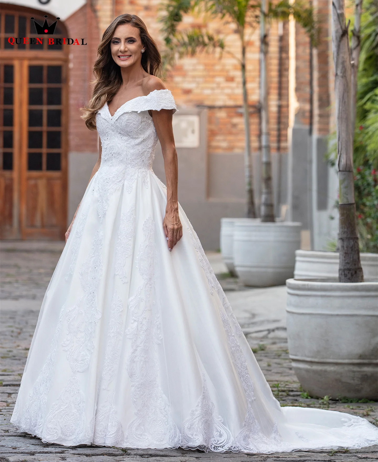 Elegante vestido de baile de satén con encaje y cuentas de cristal, vestidos de novia formales largos para boda, nuevo diseño, talla personalizada, BC07, 2021