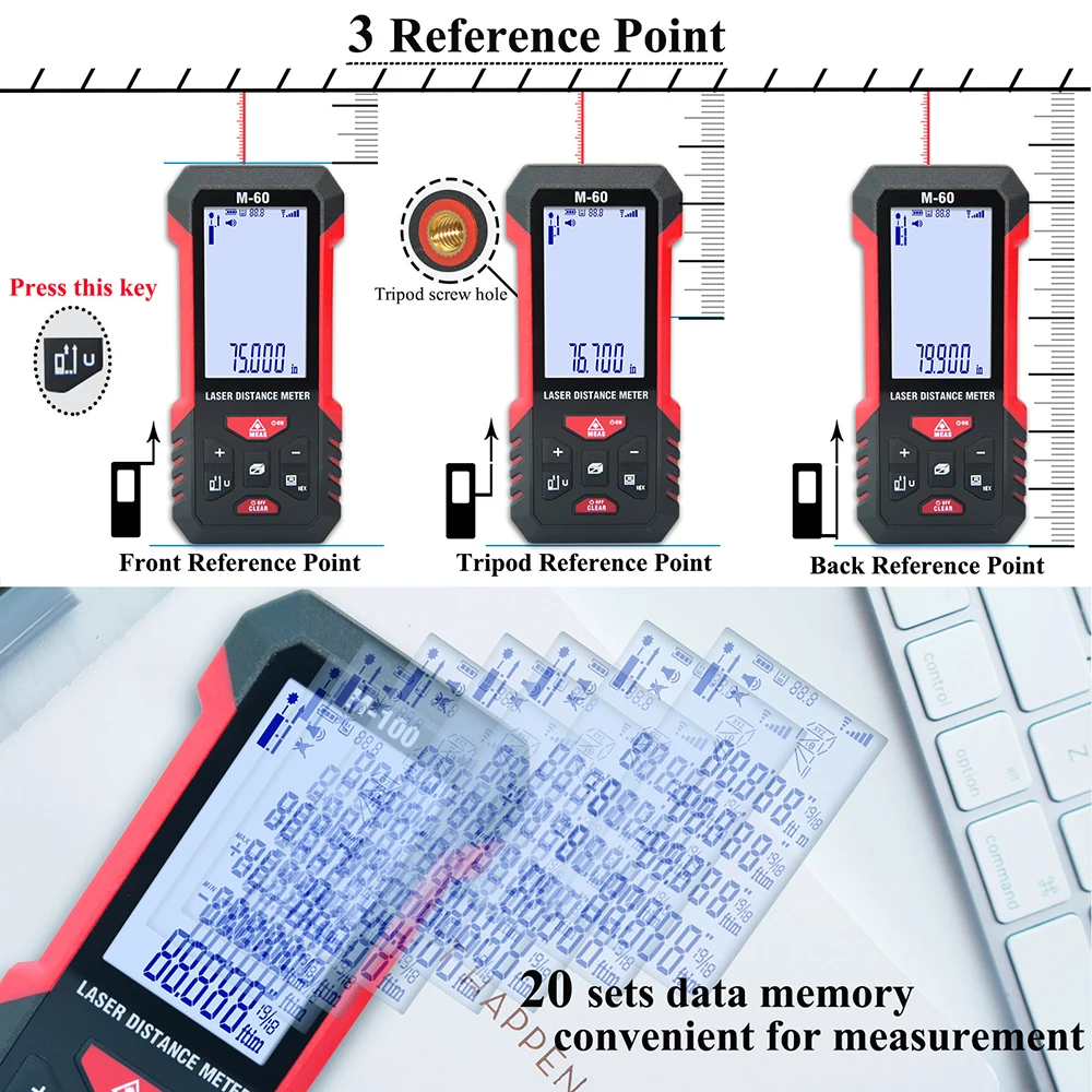 TECLASER Laser Distance Meter 100m Laser Tape Measure Electronic Roulette Digital Measuring Tape Laser Rangefinder with Angle