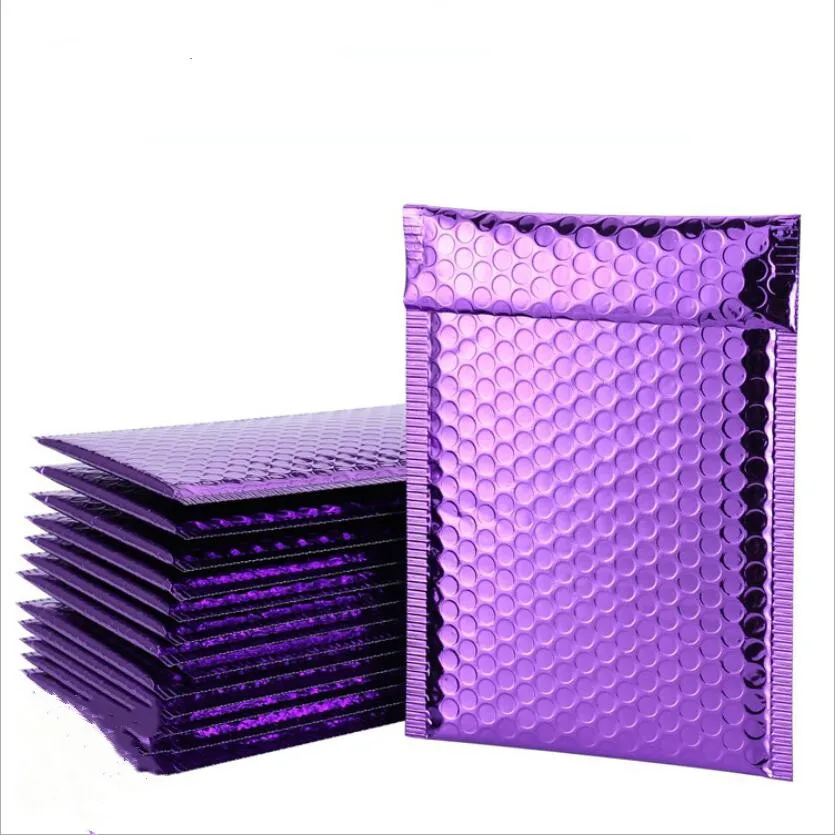 50Pcs 7 ''X 9'' สีเขียว Aluminized Bubble Mailer Metallic เบาะ Buabble ซอง Poly Mailer สีม่วงจัดส่งกระเป๋า