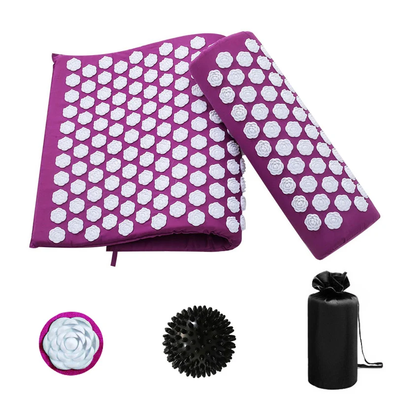 Massage Yoga Mat Lotus Spike Cushion Acupressure Mat Muscle Relax Massager Acupoint Acupuncture Yoga Mats Pin Cushion + Pillow