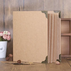 A4 Size 60 Pages Kraft Paper Sheets Card Blank Photocard Binder Wedding Album DIY Vintage Photo foto Scrapbook Photo Album