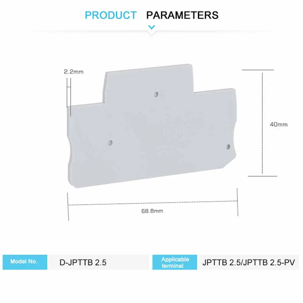1 Stück D-PTTB2.5 Barrier Plate PTTB2.5 2 Level Wire Electrical Connector Din Rail Terminal Block Accessories End Cover D-PTTB 2.5 – Detail 1