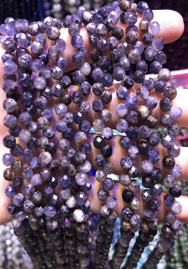 

Wholesale 2string of 15.5" Natural Iolite Bead 6mm Faceted Round Tear Drop Gem Stone Loose Beads for Jewelry