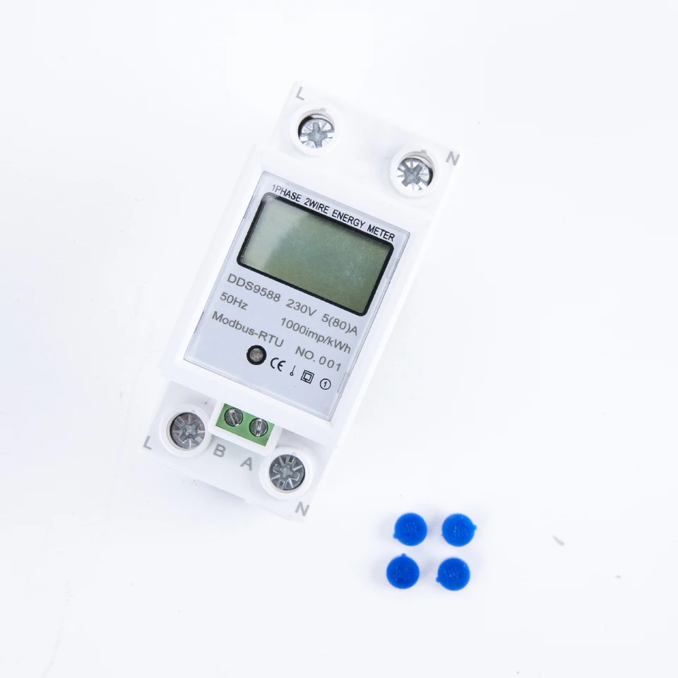 التيار المتناوب 220 فولت 5-80A RS485 Modbus-Rtu مقياس طاقة رقمي الكهرباء كيلوواط ساعة استهلاك متر الجهد الحالي كيلو واط عرض 50/60Hz