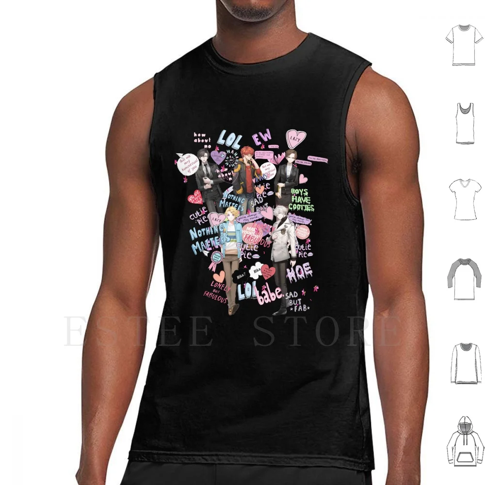 Group Shot Tank Tops Vest Cotton Mysmes Mystic Messenger Mystic Messenger Jumin Meow Cat Jaehee 7 707 Seven Luciel Yoosung Zen