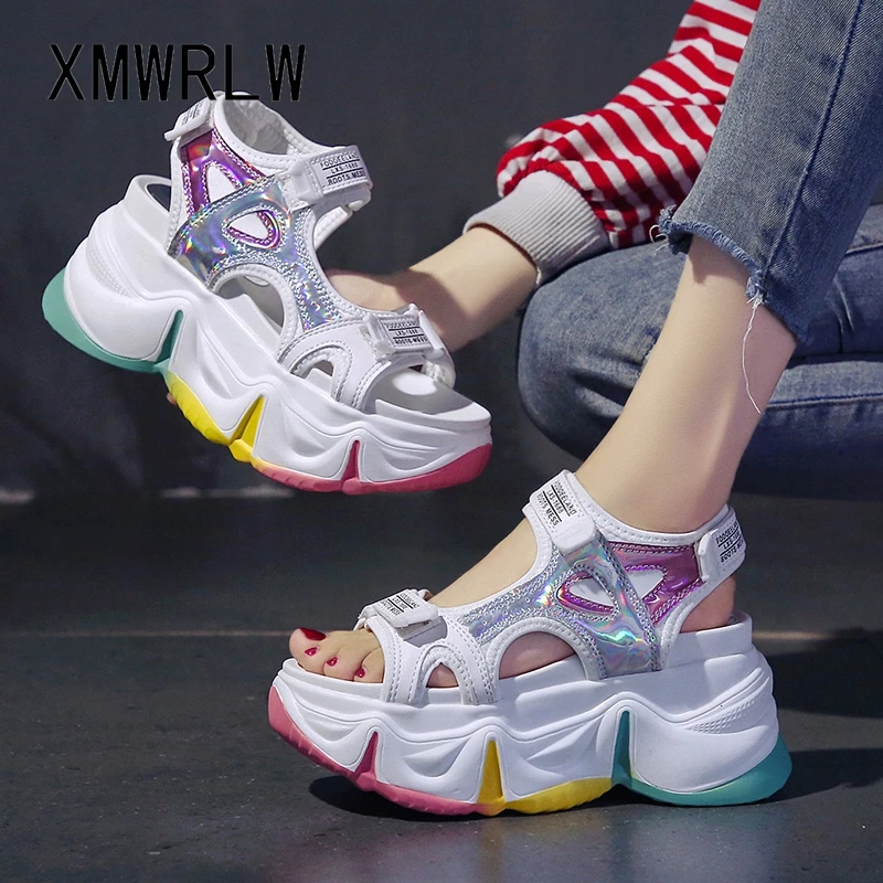 XMWRLW Platform Sandals For Woman Summer Shoes Casual Hook Loop High Heels Female Beach Shoes 2020 Summer Women Platform Sandals