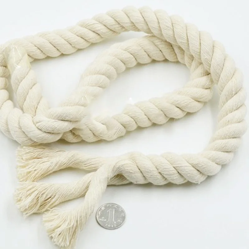 100% Cotton Rope Beige Cotton Macrame Twisted-Cord 3 Strand 5mm 6mm Hand-woven Pendant Macrame Rope DIY Florists Craft Cords