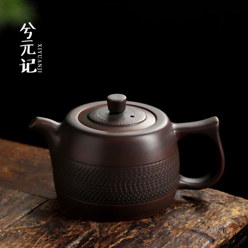 

|jianshui purple clay pot teapot jump handmade knife carving single well column pot teapot high-end ceramic gift boxes