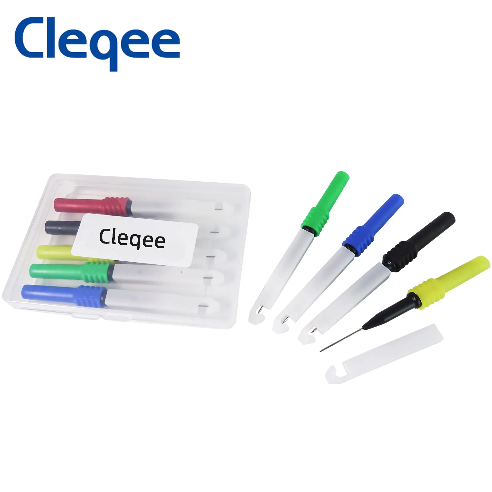 Cleqee P30009 5 قطعة عودة مسبار كيت السلامة ثقب تحقيقات ، السيارات التشخيص اختبار إبر مع 4 مللي متر جاك