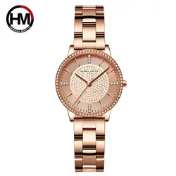 Montre à Quartz pour femmes, bracelet en acier inoxydable solide, mouvement japonais, diamants en or Rose, strass, offre spéciale