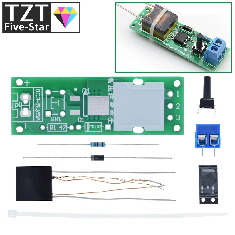 HV-1 Hochspannungsgenerator Lichtbogenzündungs-DIY-Kit Lichtbogengenerator Zigarettenanzünder-Kit DIY Hochspannungsmodul DC 3-5V Feuerzeug – Detail 15