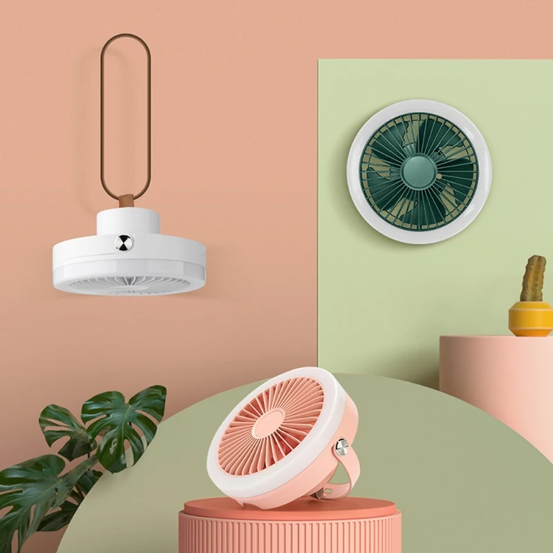 Lanterne de Camping 2 en 1 avec ventilateur de plafond, télécommande Rechargeable USB 4000mAh, 3 engrenages suspendus avec lumière LED 19QE